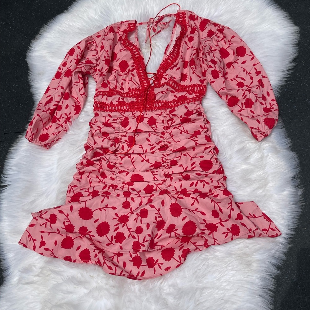 Floral Red and Pink Dress